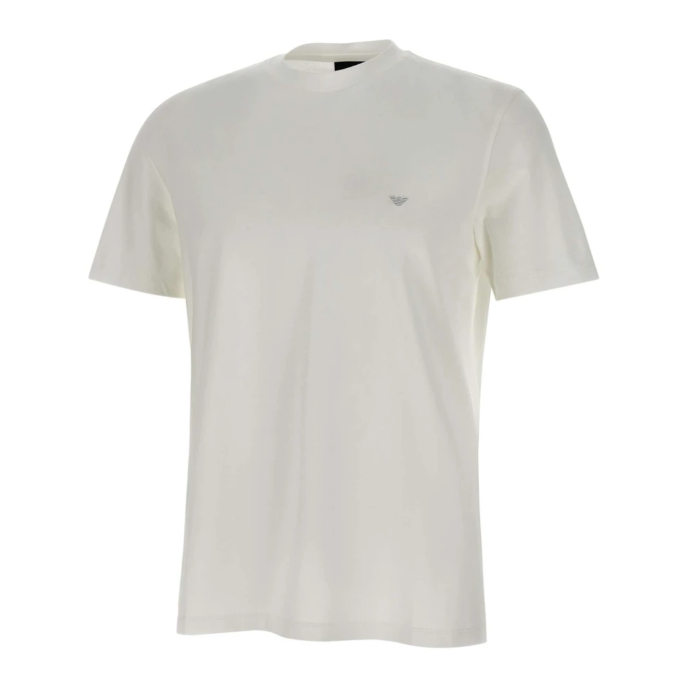 Emporio Armani Witte Katoenen T-shirt met Mini Logo White Heren