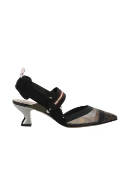 Mesh Toe Sling-Back Kitten Heel Pumps