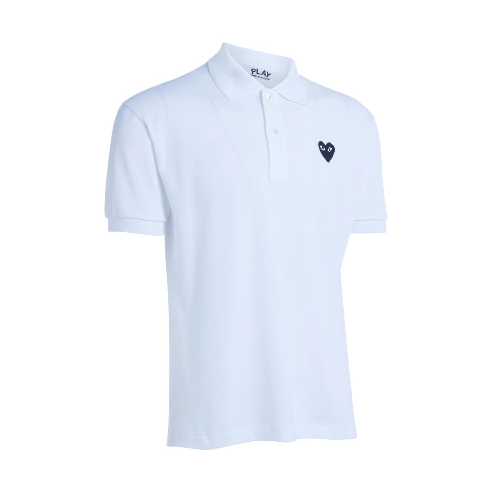 Comme des Garçons Play Witte Polo Shirt met Zwart Hart White Heren