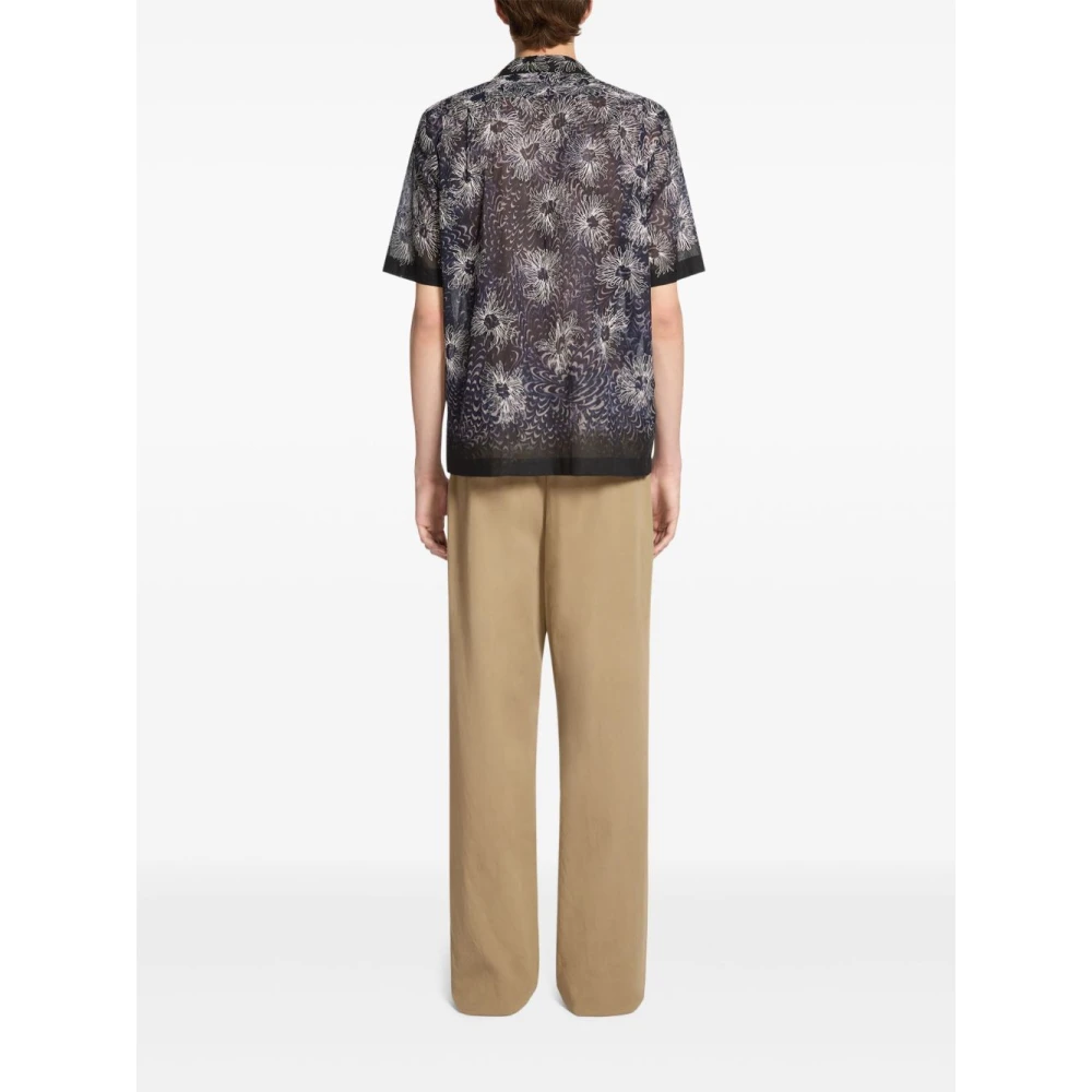 Dries Van Noten Blauwe Bloemen Bowling Shirt Blue Heren