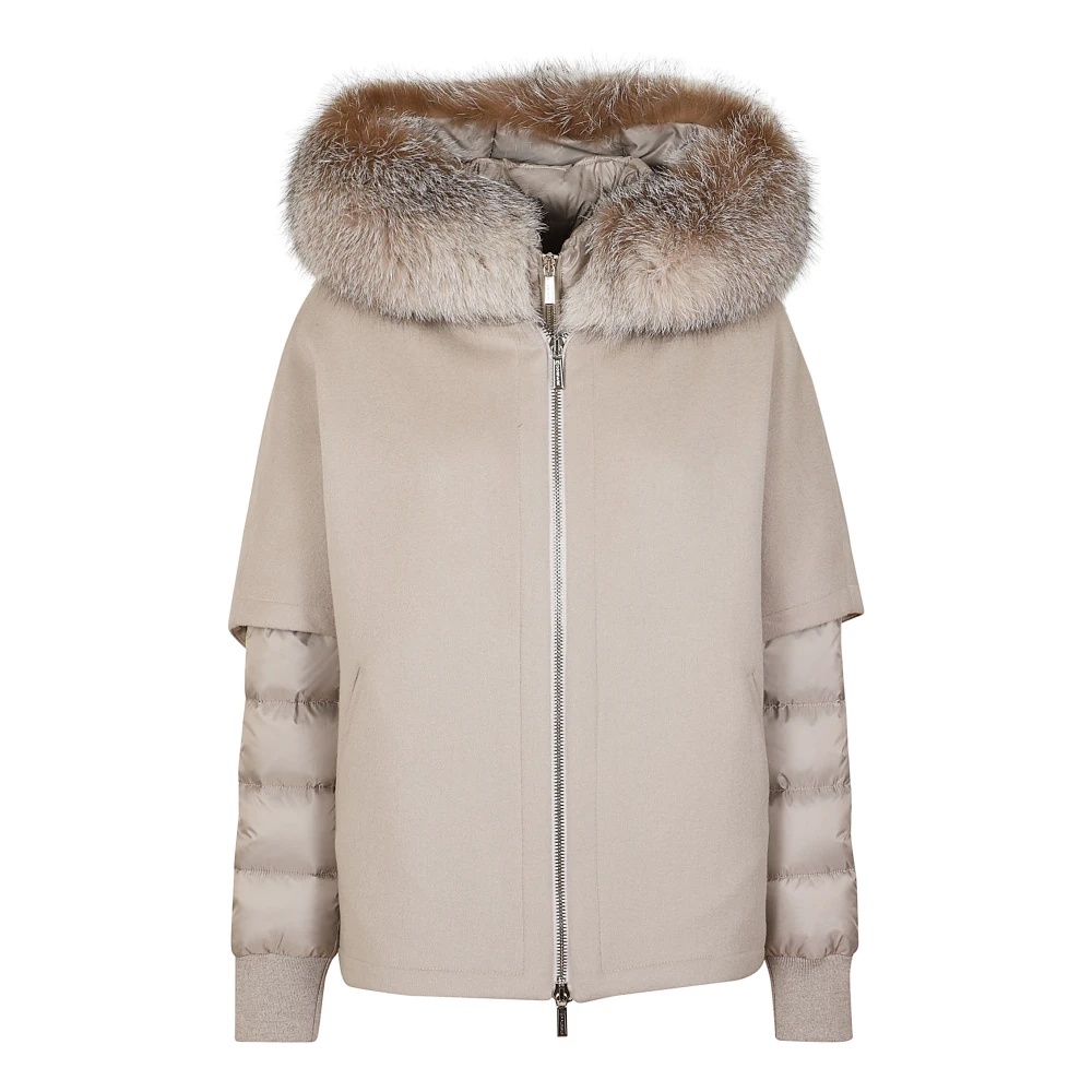 Moorer Korte wollen kasjmierjas met afneembare binnenjas Beige Dames