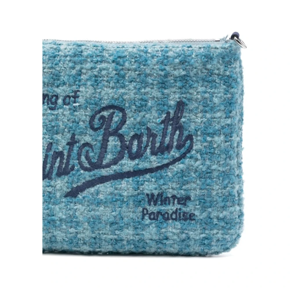 MC2 Saint Barth Blauwe Tweed Schoudertas met Geborduurde Logo's Blue Dames