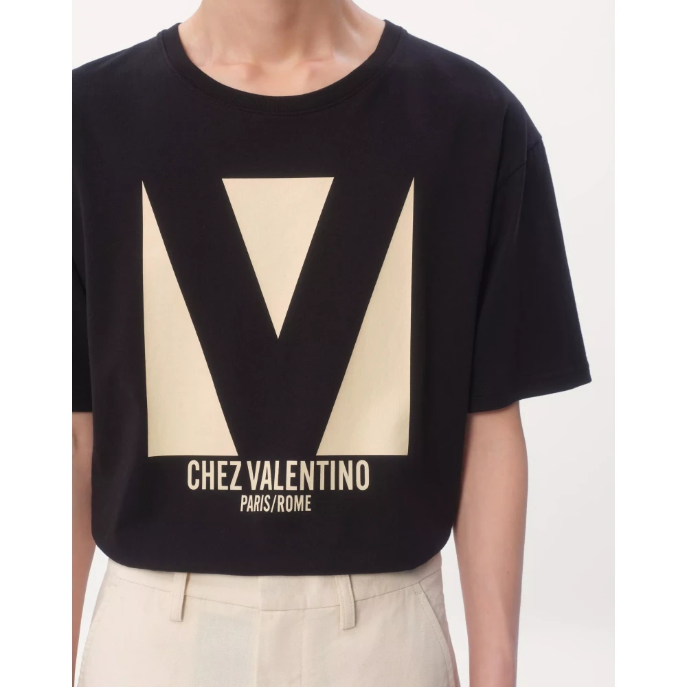 Valentino Katoenen T-shirt met Chez-print Black Heren