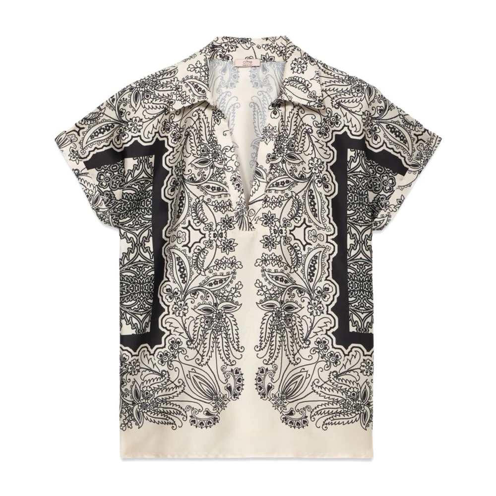Oltre Fantasie satijnen blouse Multicolor Dames
