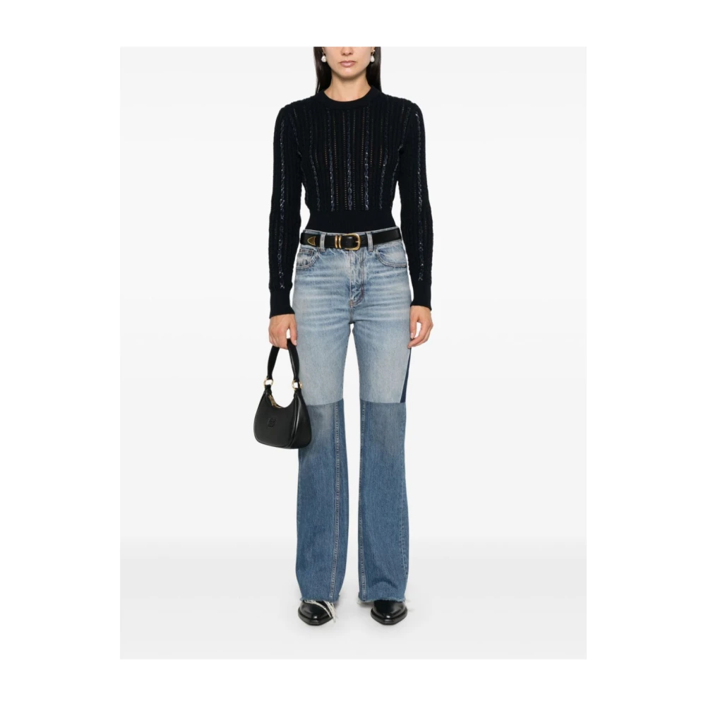Golden Goose Donkerblauwe Cropped Gebreide Trui Blue Dames