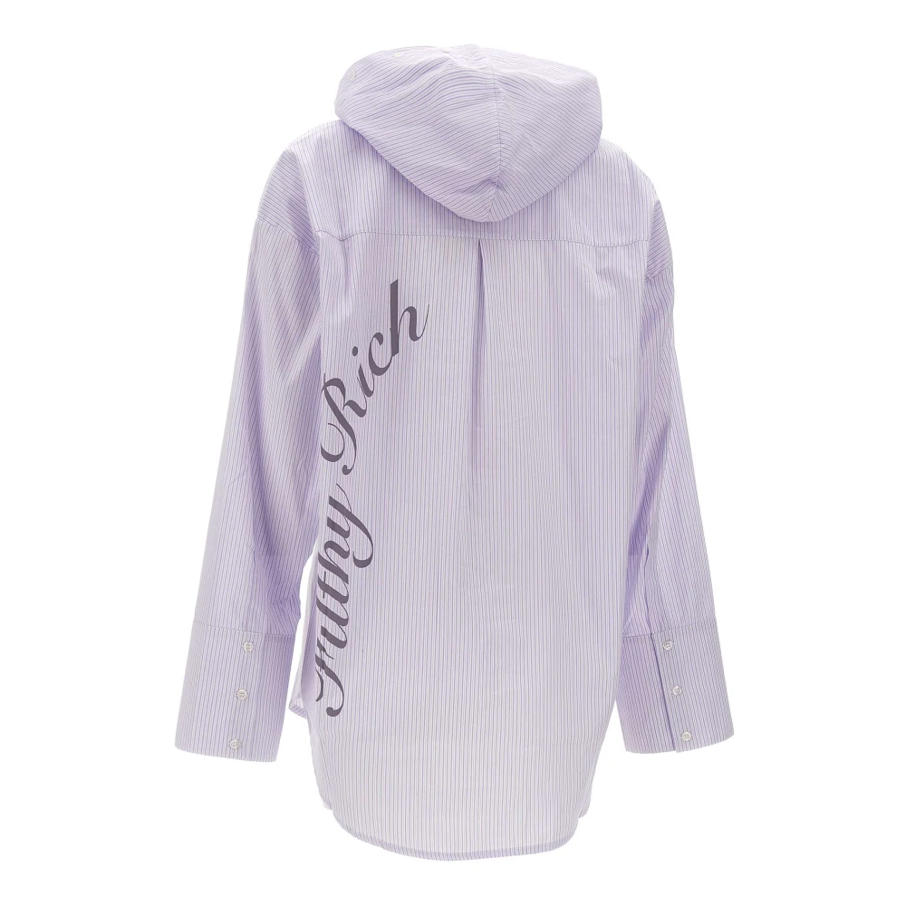 Avavav Gestreept katoenen overhemd met capuchon Purple Dames