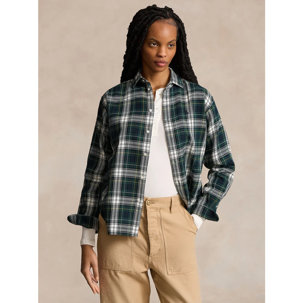 Polo Ralph Lauren Geruite Blouse in Marine Wit Groen Multicolor Dames