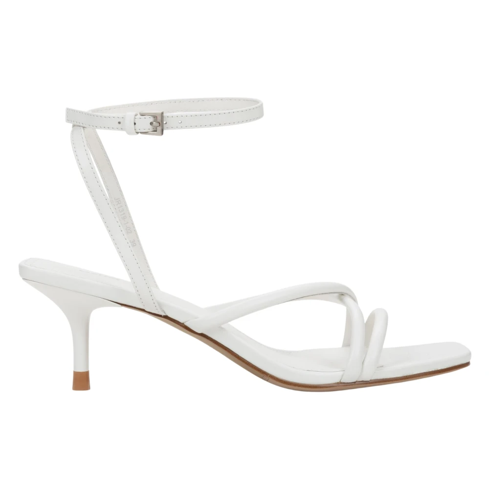 Estro White High Heel Sandals, Female, 3 Uk, Leather Stiletto Sandals With Thin Straps