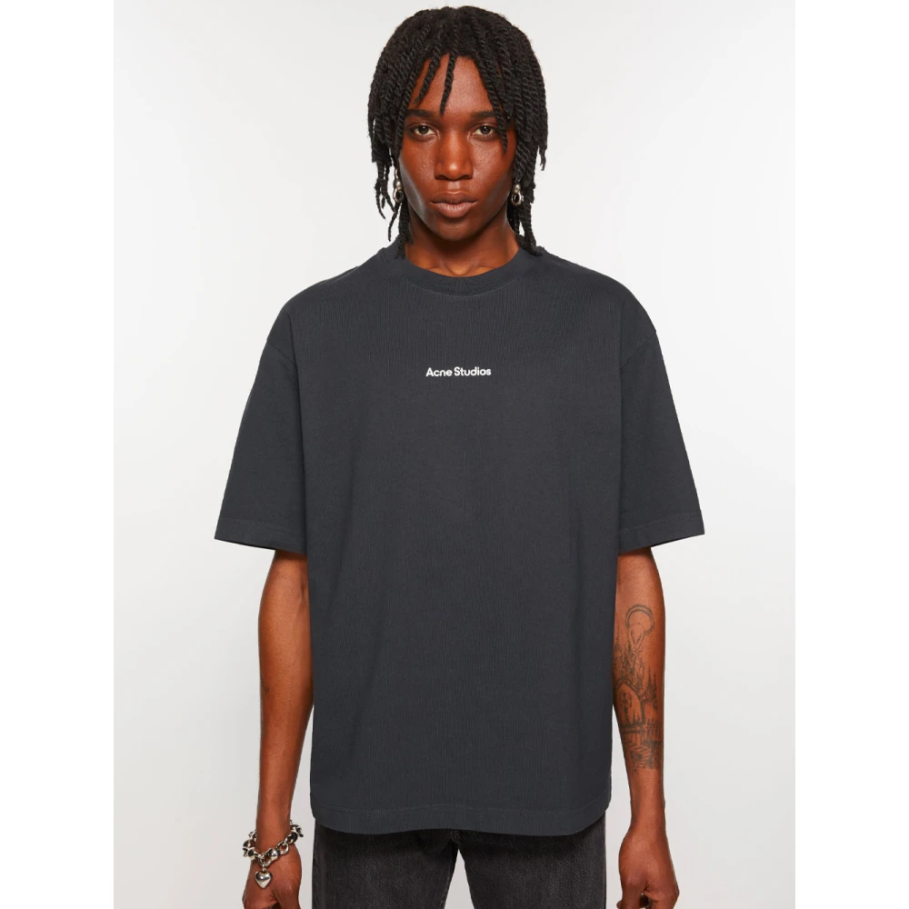 Acne Studios Zwart Stempel Logo T-shirt Black Heren