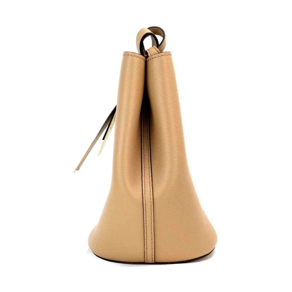 Burberry Kleine Haymarket Check Bucket Crossbody Tas Beige Dames