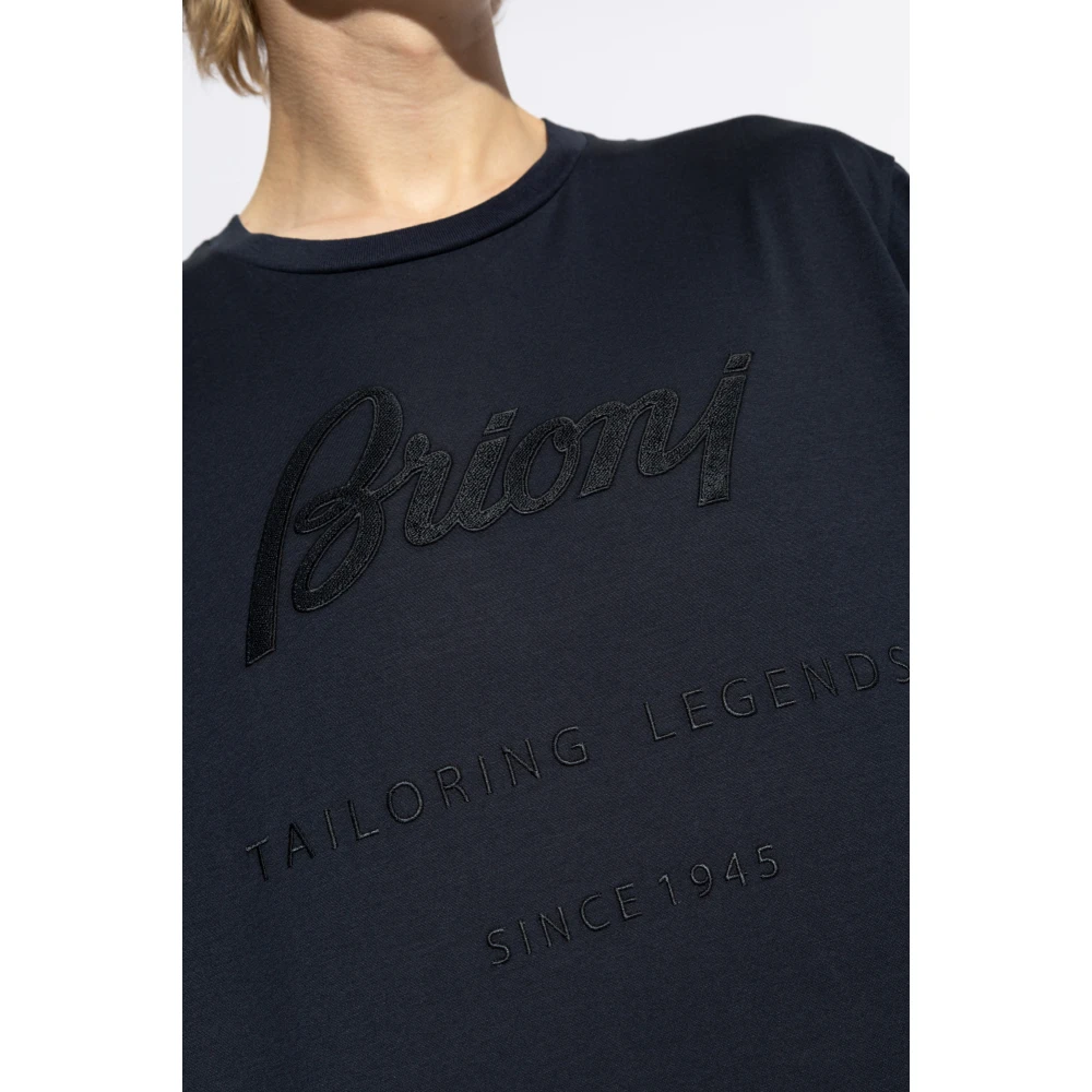Brioni T-shirt met geborduurd logo Blue Heren
