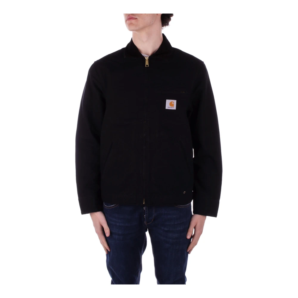 Carhartt Wip Men's Black Front Logo Zip Coat Cotton - Light Jackets - Xl - Jackets