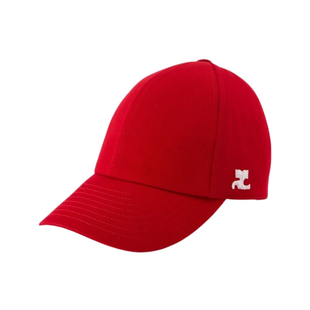 Courrèges Rode Katoenen Signature Cap Red Dames