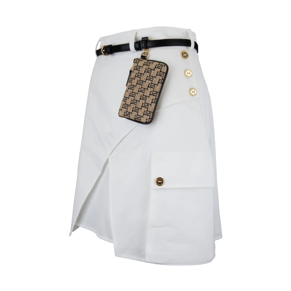 Elisabetta Franchi Korte Rok met Rits en Haak White Dames