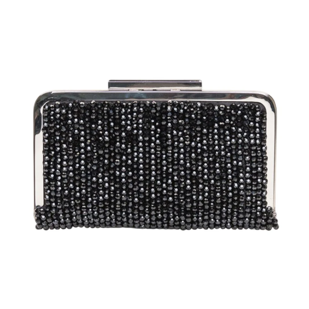 Twentyfour Zwarte Kristal Clutch Elegant Praktisch Black Dames