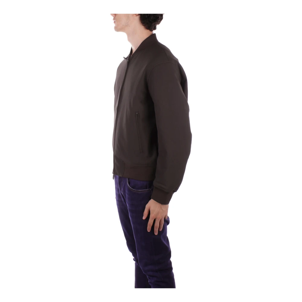 Emporio Armani Groene Jassen met Logo Rits Sluiting Green Heren
