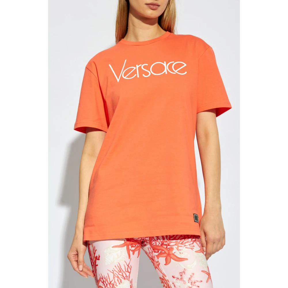 Versace T-shirt met logo Orange Dames
