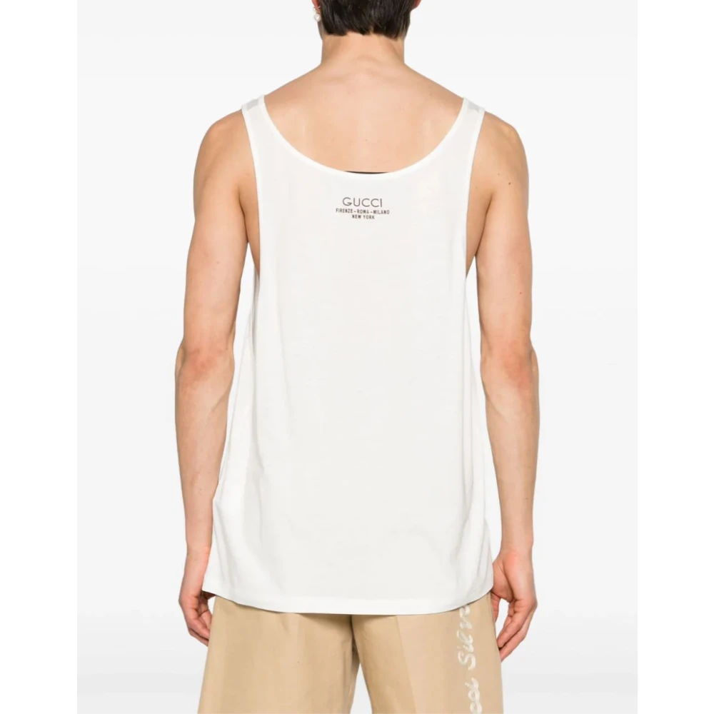 Gucci Scoop-Neck Logo Tank Top White Heren