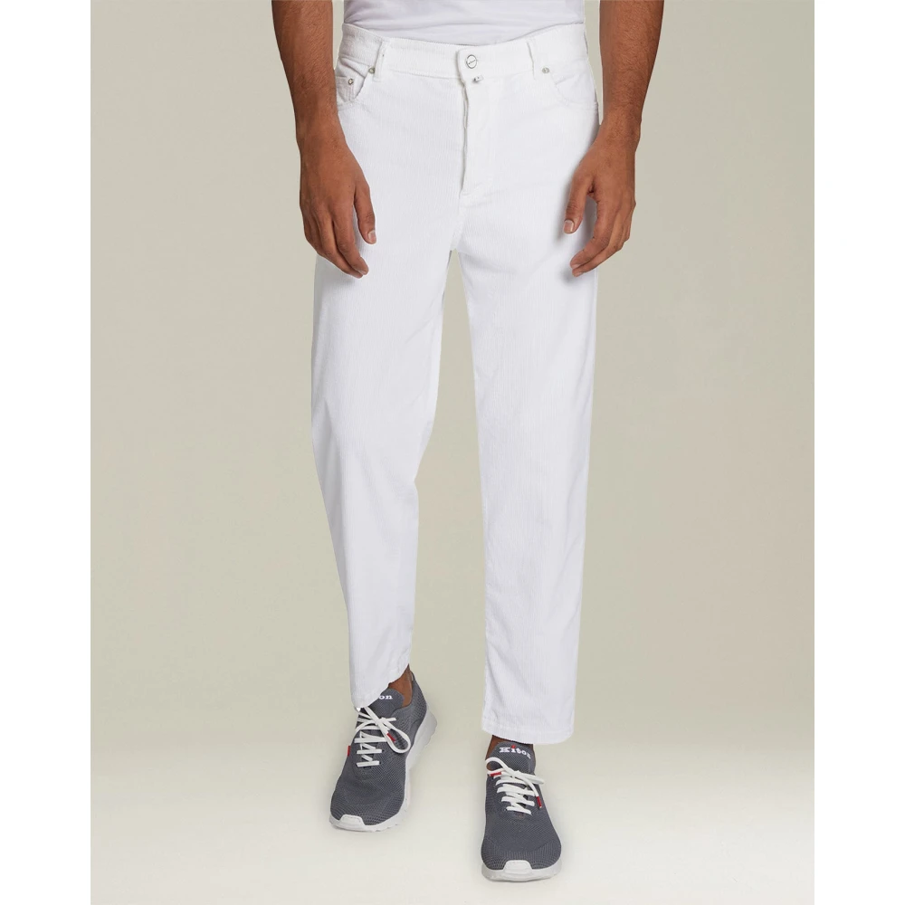 Kiton Witte Corduroy Wortelbeen Broek White Heren