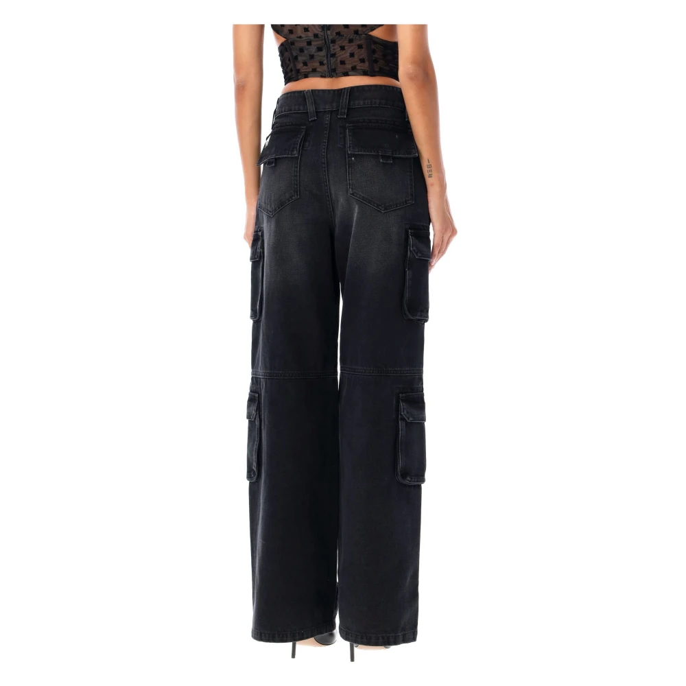 Misbhv Zwart Gewassen Denim Cargo Broek Black Dames