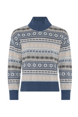 blue-jacquard-turtleneck-pullover-blouse