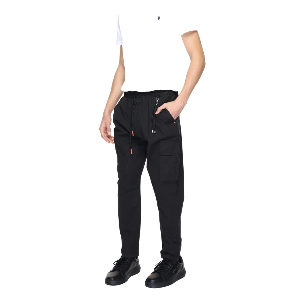 Gianni Lupo Zwarte katoenen broek met veters Black Heren