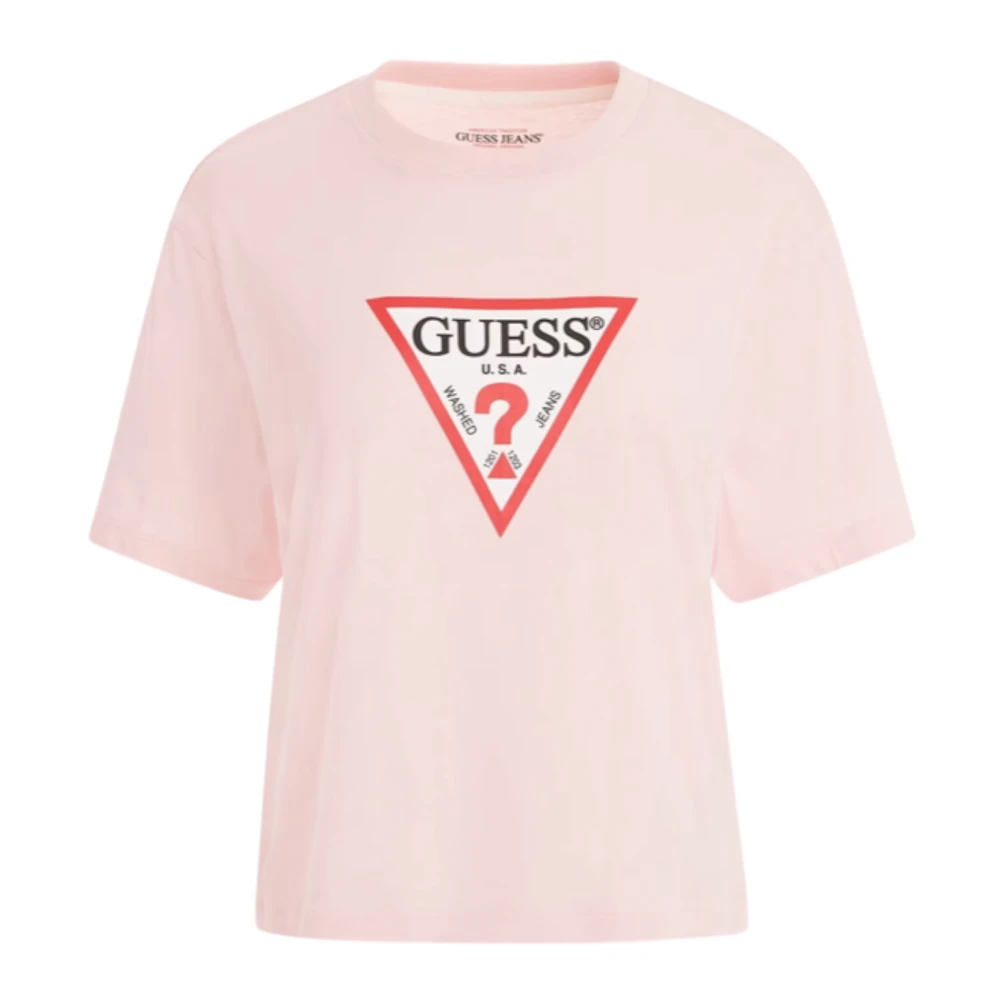 Guess Biologisch Katoenen Boxy Tee Pink Dames