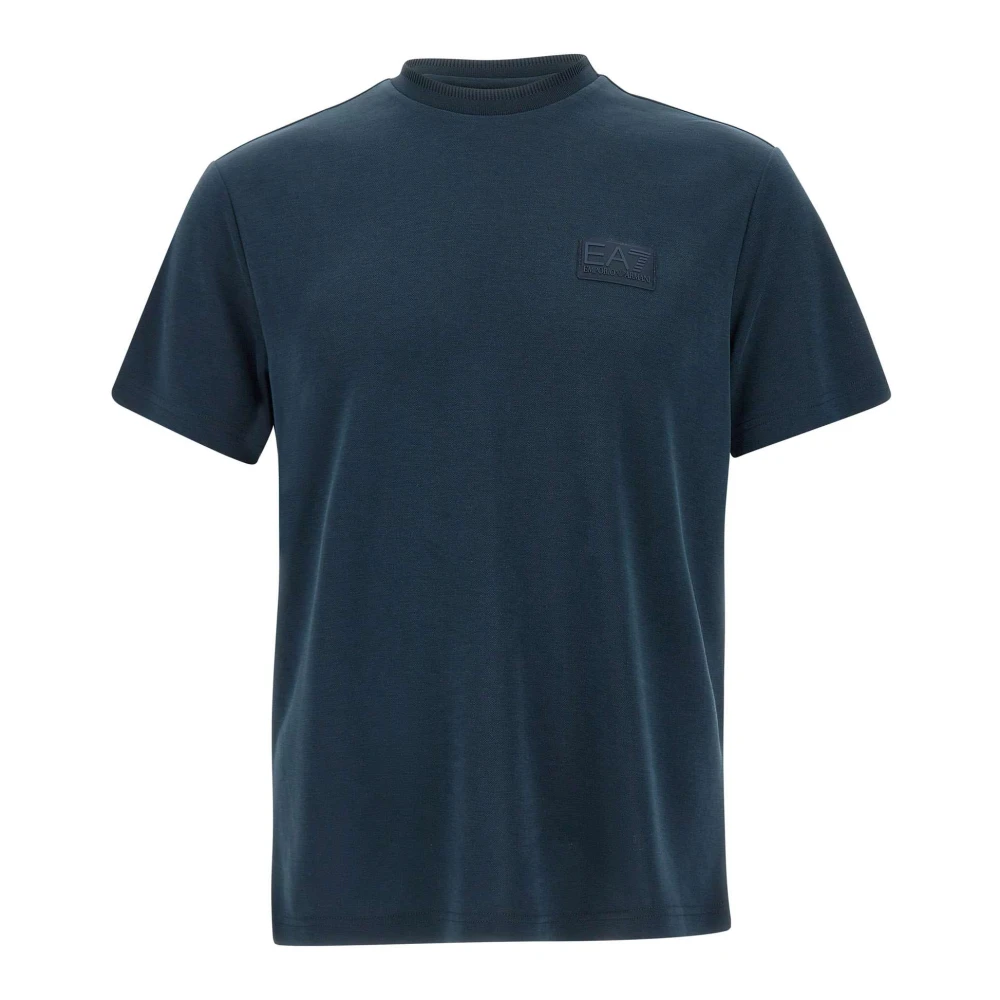 Emporio Armani EA7 Zachte Lyocell Blend Heren T-shirt Blauw Blue Heren