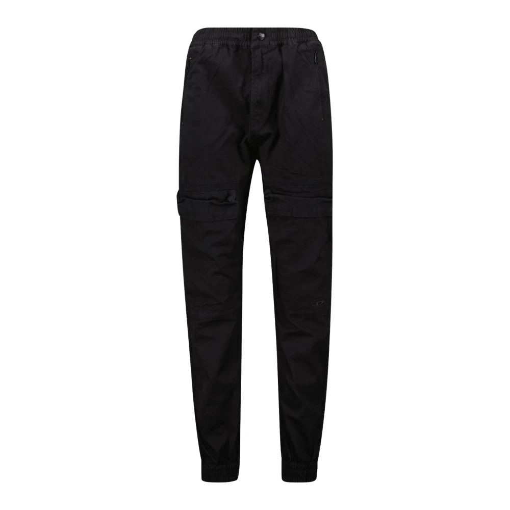 Diesel Zwarte Cargo Broek met Elastische Tailleband Black Dames