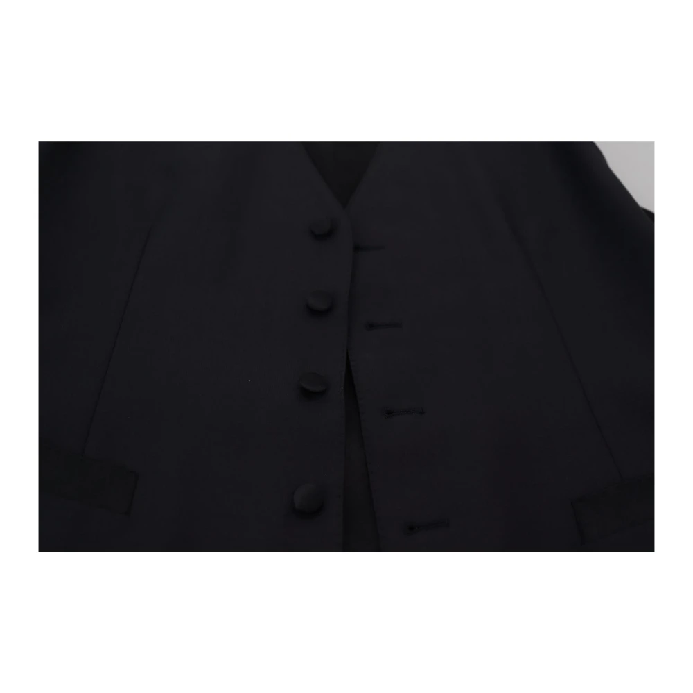 Dolce & Gabbana Klassiek Zwart Wol Stretch Gilet Black Heren