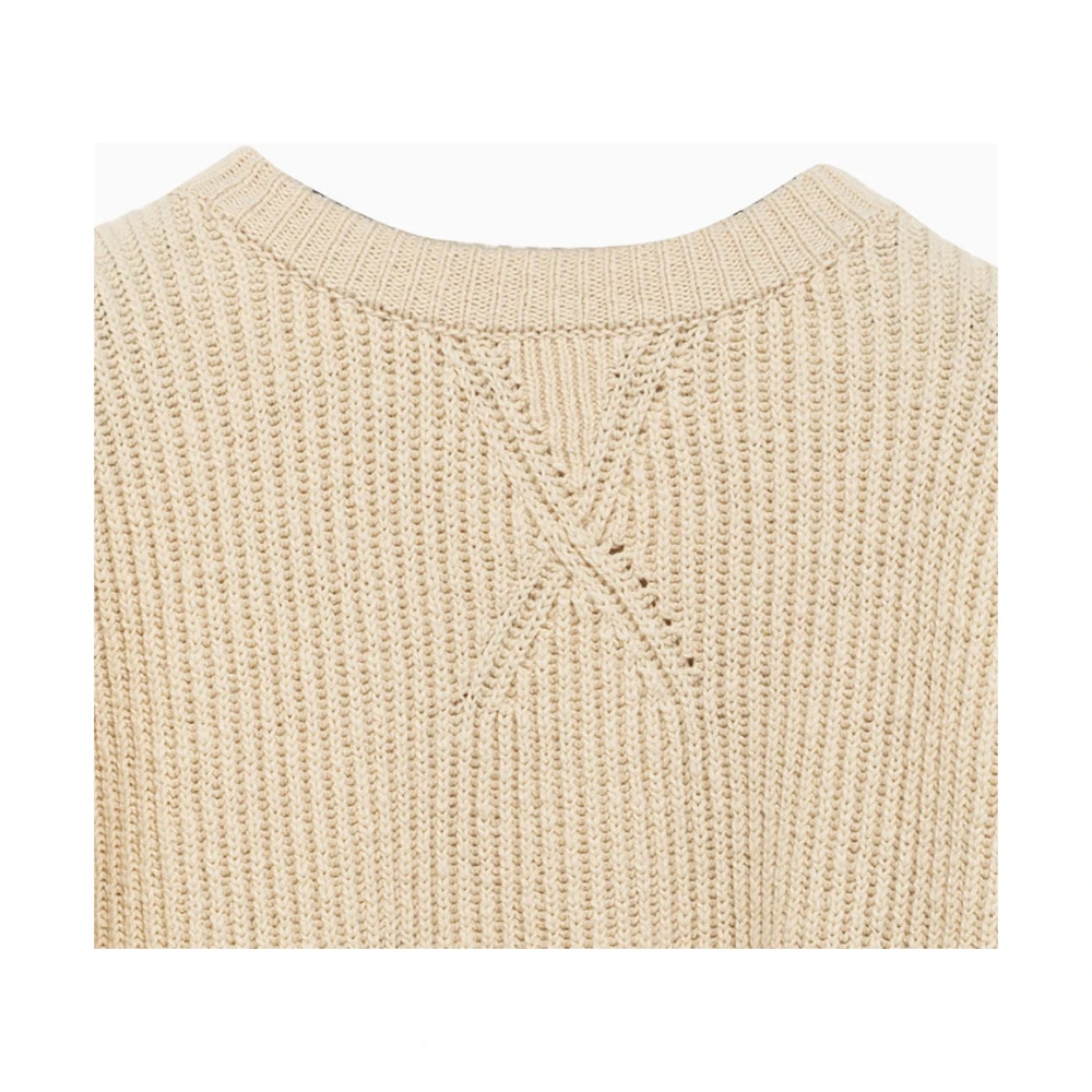 Jil Sander Italiaanse Ribgebreide Trui Beige Heren