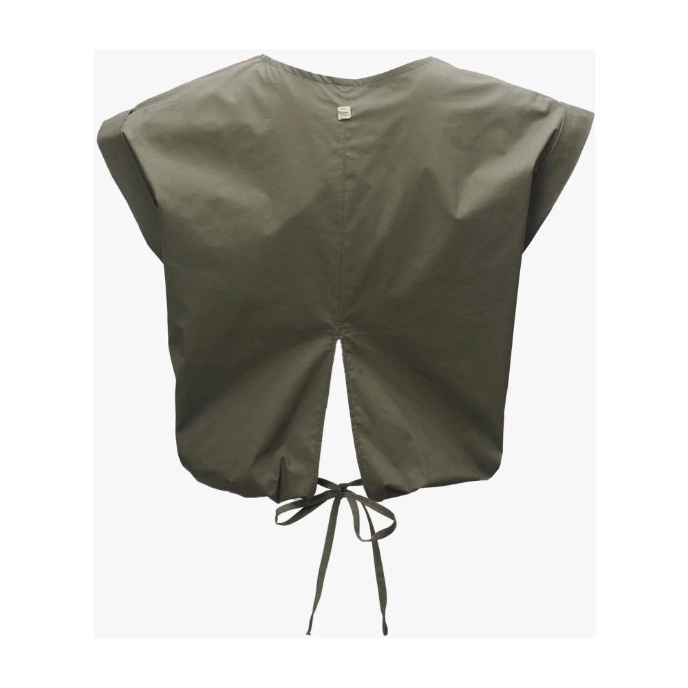 Manila Grace Geknipte katoenen blouse Green Dames