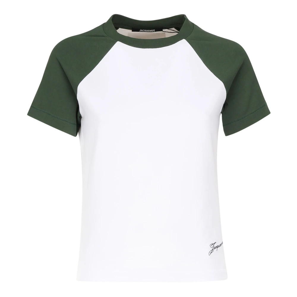 Jacquemus Contrasterende Baseball T-shirt Wit Groen White Dames