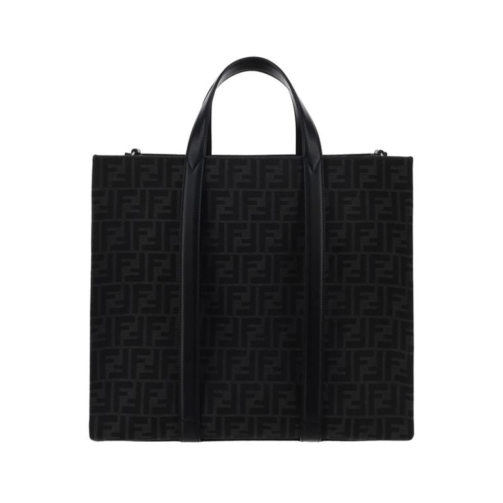 Fendi Herren Schwarz Ikonoische Tote Handtasche Mit Ff-Druck