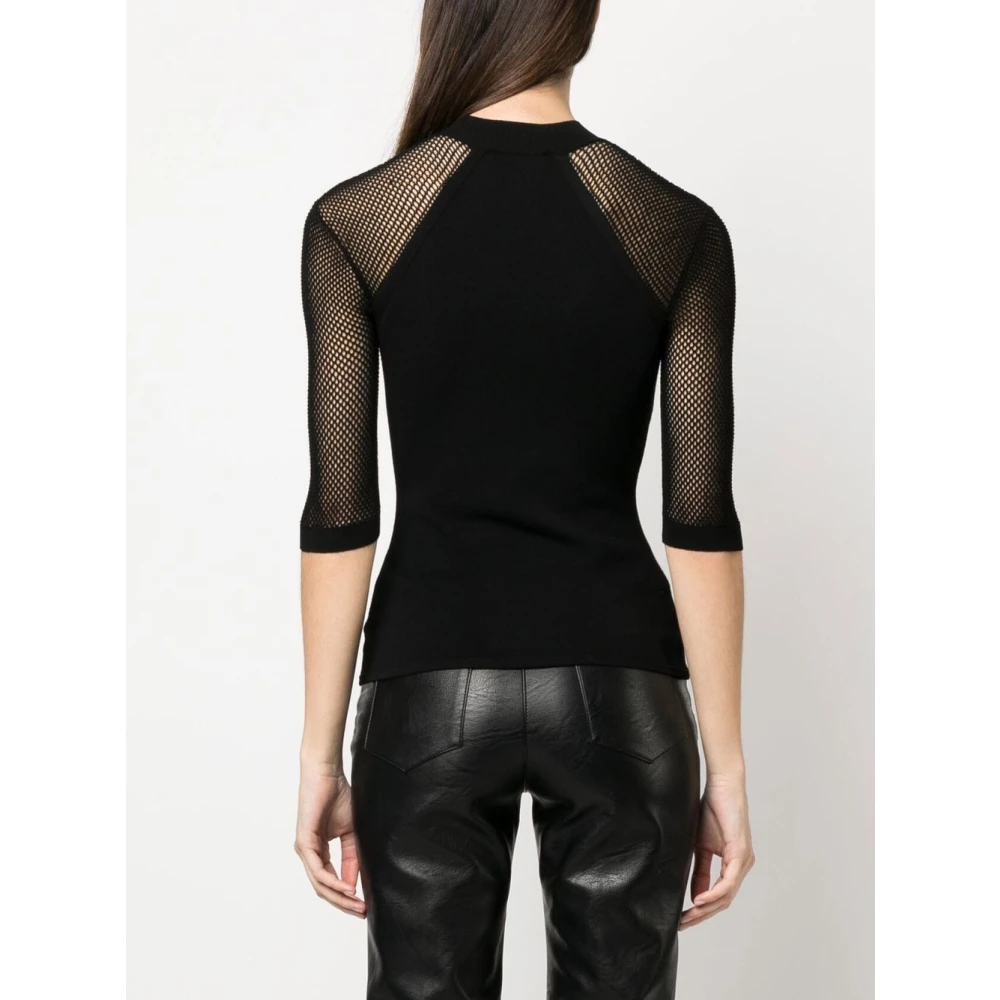 Stella Mccartney Zwarte Mesh Panel Trui Black Dames