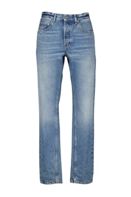 Baggy Jeans Rak Skärning Blå Tvättad