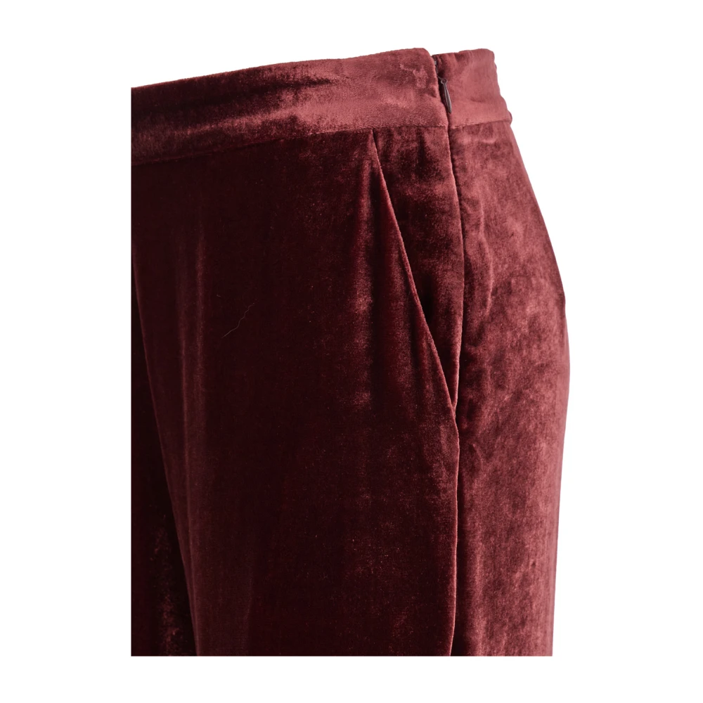 ETRO Rode Velvet Relaxte Pasvorm Broek Red Dames