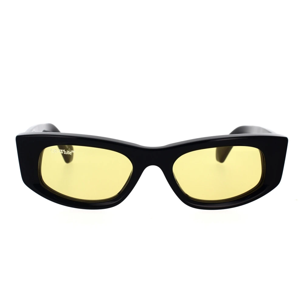 Off White Solglasögon med oregelbunden design och gula linser Black, Herr