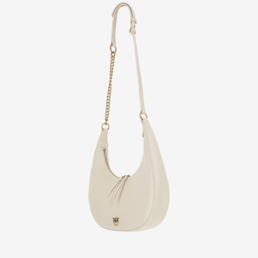 pinko Love Birds Leren Tas met Diamant Gesp White Dames