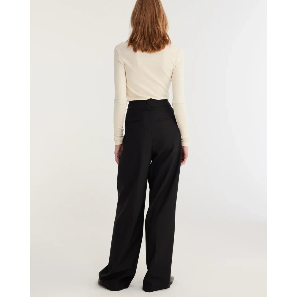 Róhe Zwarte Wijde Pijp Chino Broek Black Dames