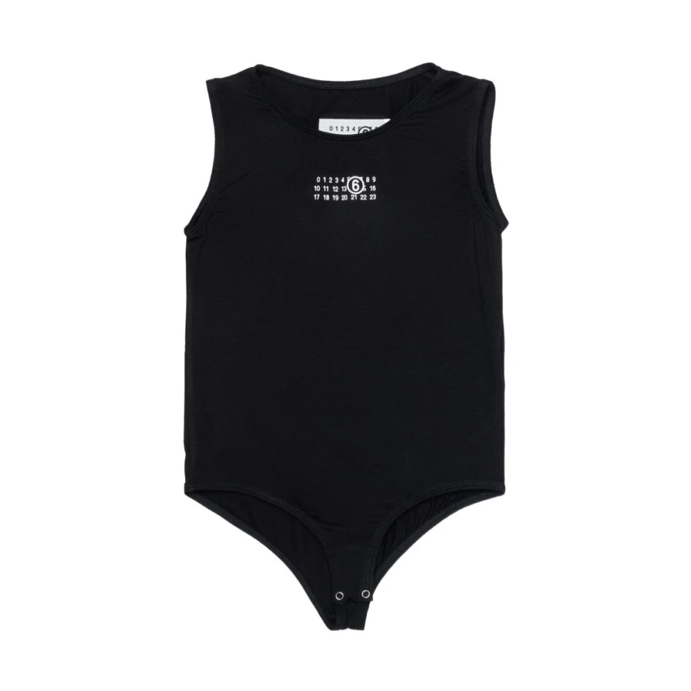 Mm6 Maison Margiela Women's Black Stretch Logo Bodysuit
