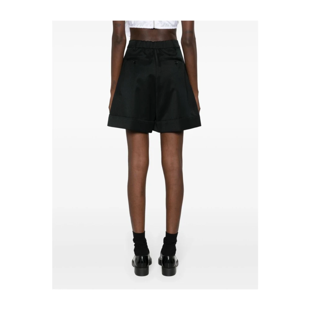 Simone Rocha Zwarte wollen blend shorts met plooien Black Dames