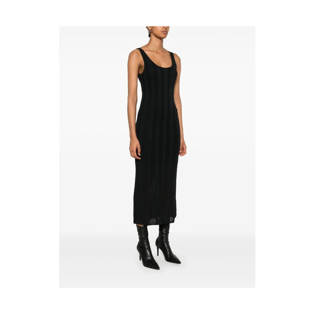Calvin Klein Zwarte Gebreide U-Hals Jurk Black Dames