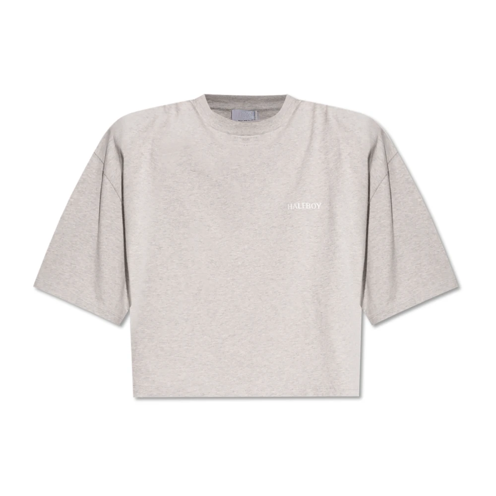 Halfboy T-shirt met schoudervullingen Gray Dames