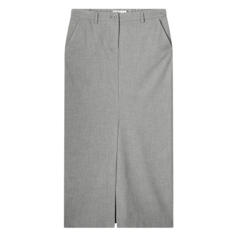 Summum Woman Gray Maxi Skirts, Female, S, Viscose Blend Stretch Skirt Grey