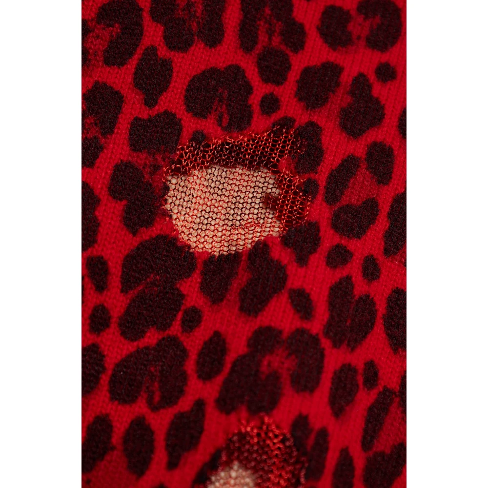 Versace Leopard Print Sweater Red Dames