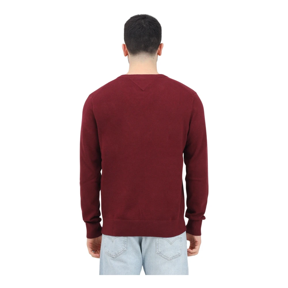 Tommy Hilfiger Luxe V-hals donkerrode trui Red Heren