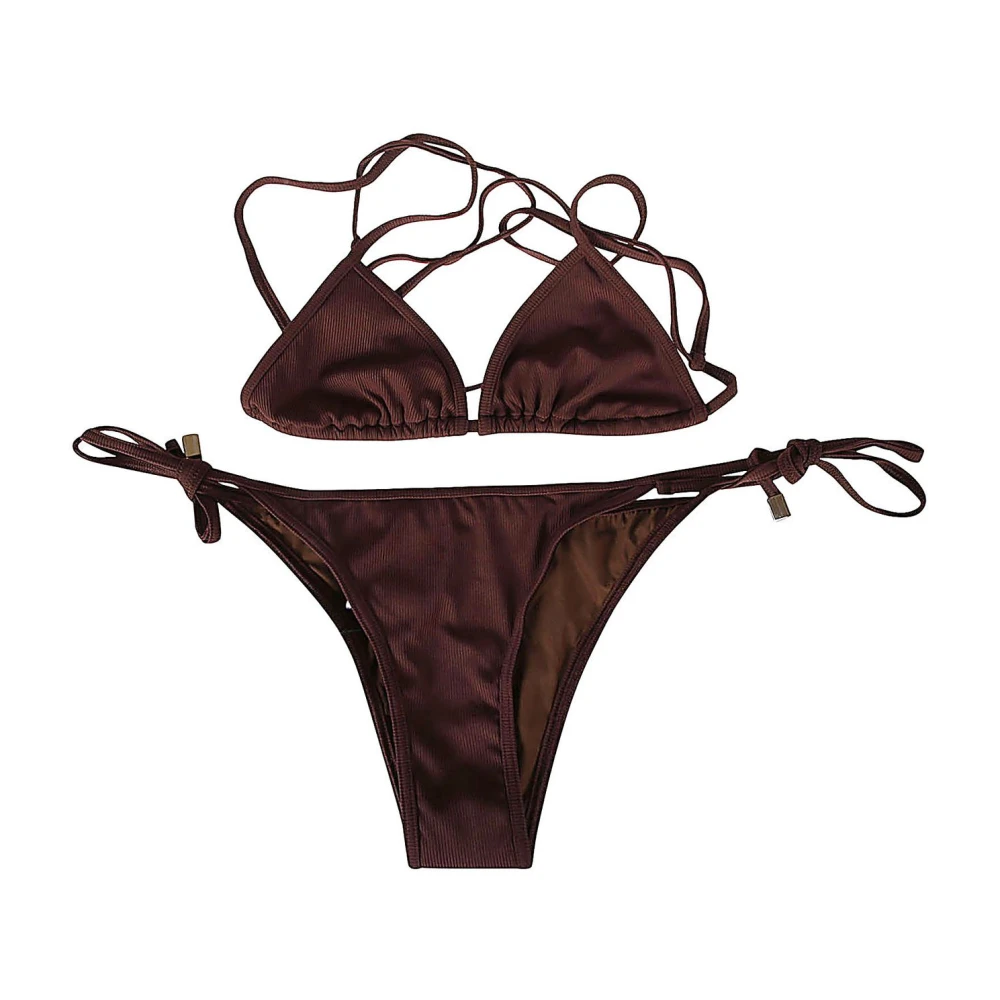 The Attico Stijlvolle Bikini voor Strandliefhebbers Brown Dames