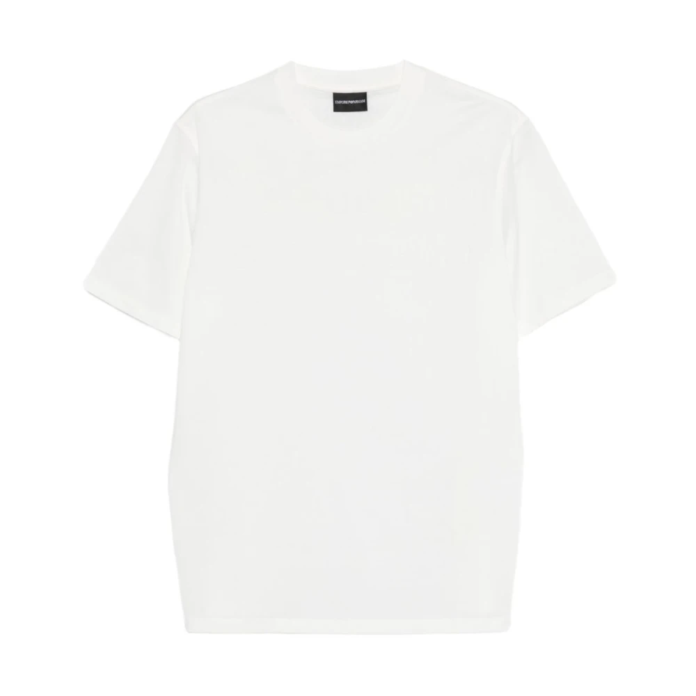 Emporio Armani Men's White Jersey T-Shirt With Tonal Logo Inlay - T-Shirts - 2XL - Tops