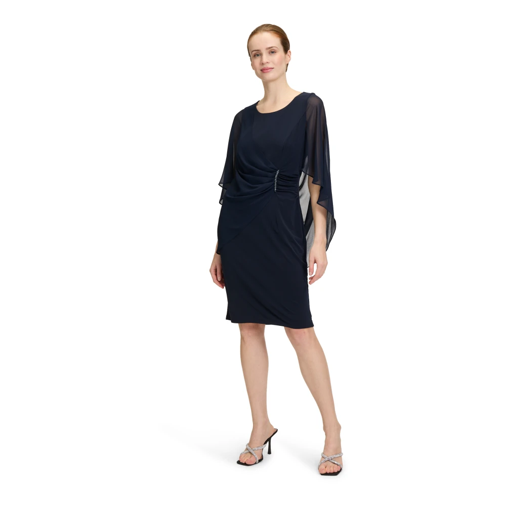 Vera Mont Elegante Gerimpelde Cocktailjurk Blue Dames